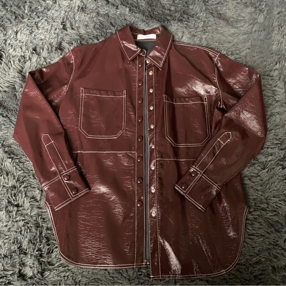 ▪️NWT Mango Patent finish overshirt with chest pockets - Picture 7 of 9